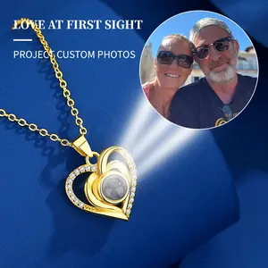 925 Silver Hot Selling Double Layer Heart Projection Necklace for Women Customizable  High Definition Color Photos High End Clavicle Chain Customization Based on Jesus in the Bible ,custom gift