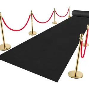 Black Aisle Runner Carpet Rugs for Partys & Events, Premium 160 GSM Felt Non-Woven Fabric Runway Rug for Step, Ceremony Parties and Hollywood Oscars Runway (Black, 3X15 ft)