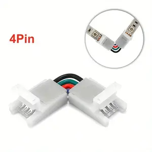 Adjustable Angle LED Strip Connector, 4pin 10mm Corner Adapter, Weld-Free Clip, No Soldering Required, Ideal for Lighting Applications