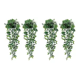 Artificial Hanging Vine Plants in Pots, 1-Count Faux Plants, Fake Plastic Plants, Artificial Potted Plant, Decorative Plants for Home and Office, Indoor and Outdoor Garden Shelves