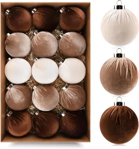 Brown  Christmas Tree Ornaments - 15 count Shatterproof Christmas Balls for Xmas Trees Decorations - Multicolor Brown Neutral Beige, 80mm 3.15inch