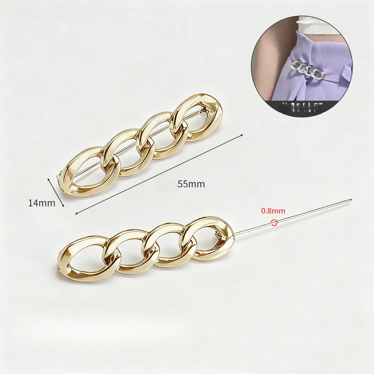 Chain waist-cinching pin (light gold)