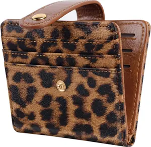 Small Wallets for Women Slim Minimalistfor Bifold Credit Card Holder for Pocket or Purse, Leopard