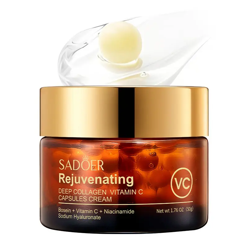 SADOER Capsule Cream with Deep Vitamin C Liposome Vitamin C Golden Capsule for Radiance Firm-Looking Skin Hydrating Glow Gel Texture