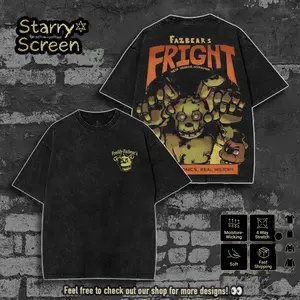 Five Nights at Freddy's Washed Graphic Tee, Horror Game Shirt, Vintage Cotton T-Shirt for Game Fan, Casual Menswear, Gamer Gift, Streetwear