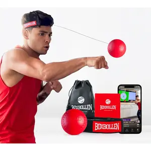 Original with App, Used by Celebrities - MMA Gear Boxing Ball - Boxing Reflex Ball with Adjustable Strap - Interactive Boxball App Integration - 1 Pack Boxbollen