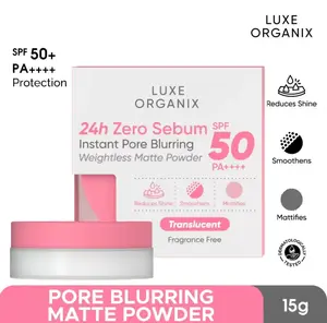Luxe Organix 24H Zero Sebum Instant Pore Blurring Weightless Matte Powder Spf 50 Pa++++ Natural 15G