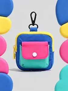 Macaron Style Portable Coin Purse and Mini Storage Bag, Compact Nylon Pouch for Earphones, Lipstick, Makeup Remover, Travel, Fitness, Daily Use