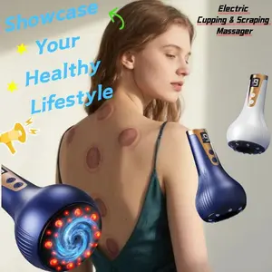 Electric Cupping & Scraping Massager – 9-Level Adjustable Suction & Heat, Red Light Therapy, Magnetic Beads, Long Battery Life, Compact Design Comfort