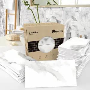 Kuujojo 96pcs Peel & Stick Wall Decals - Waterproof Semi-Matte PVC Stickers for Tiles Kitchen Bathroom Home Decor Easy Application DIY Projects 3inx6in Sheets