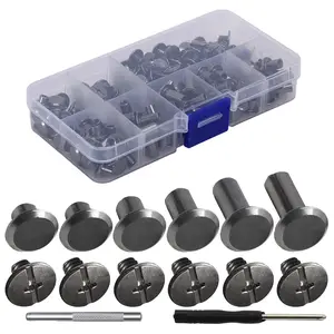 110Sets Screws Leather Rivets Assorted Screw Rivets Binding Screws for Decorate and Repair Leather Craft Belt Bag Shoes Purse Bookbinding (Gunmetal Black, M5*4,5,6,8,10,12) ﻿