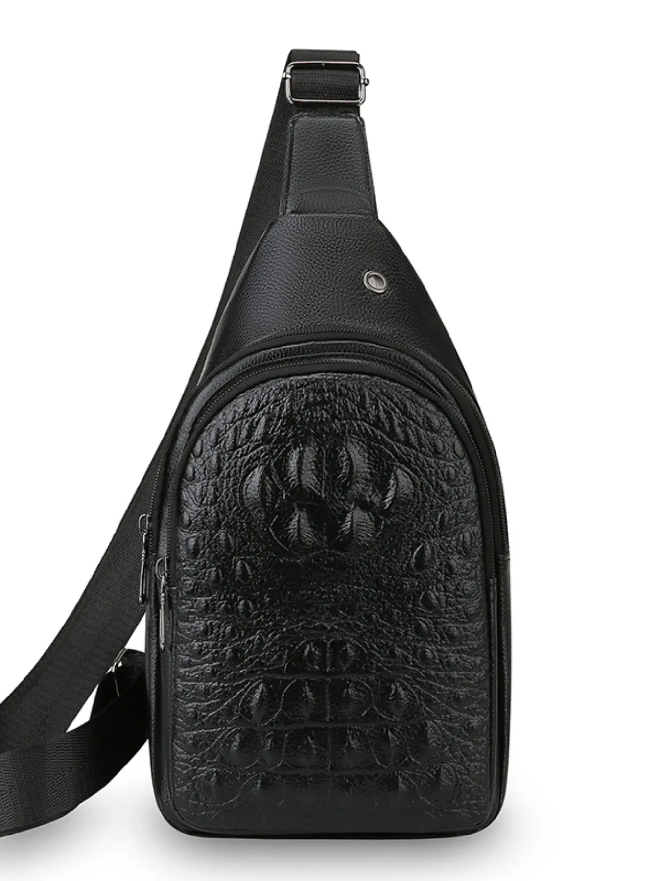 Crocodile Pattern Shoulder Bag for Middle Aged Men, Business Casual Lightweight Soft Chest Bag, Dual Layer Large Capacity Backpack, Versatile Shoulder Bag, Stylish Crossbody, All Match Crossbody, Unique Bags, Crossbody Chest Design