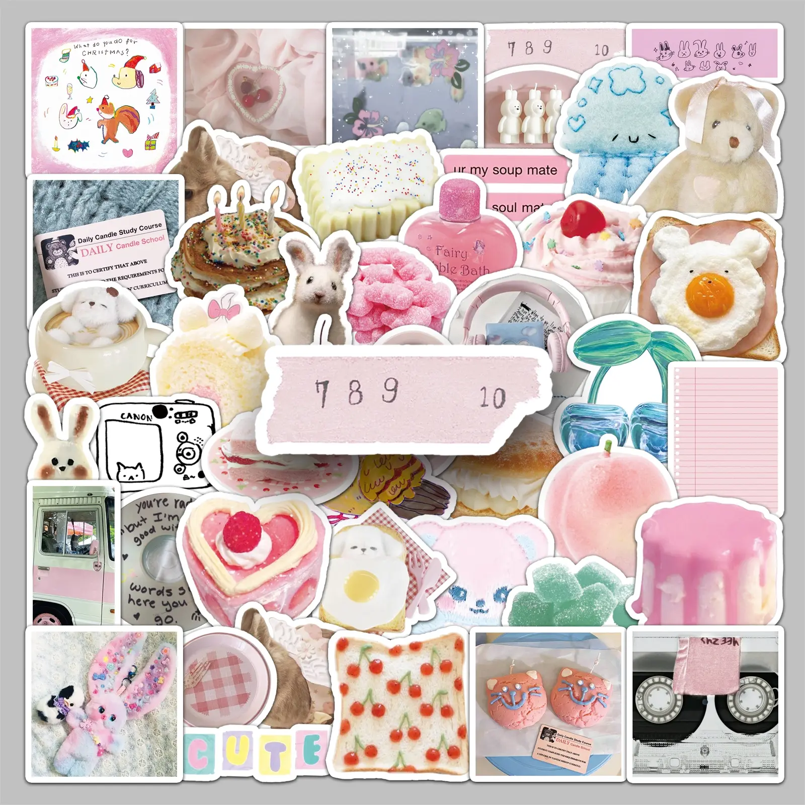 50pcs salt style creative cartoon sticker glass pencil case personality trend scooter waterproof decorative sticker Funny Stickers
