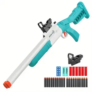 JH2031 Double Barrel Foam Dart Blaster Toy with Decorative Sight Design & Reusable Shell Props, Safe Outdoor Play Toy, Birthday Gift for Teens