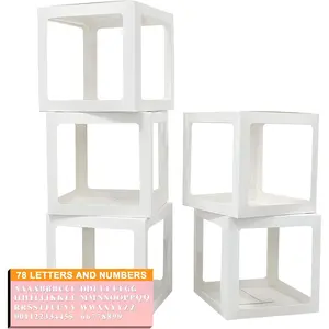 Thickened 5 count White Transparent Balloon Boxes with 78 Letters & Numbers for Custom Name,Clear  Boxes Love Balloon Box for  Shower,, Bridal Shower & Birthday Party,Prom Boxes