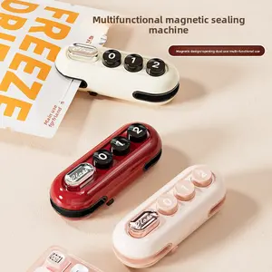 Magnetic 2 in 1 Mini Bag Sealer and Cutter, Rechargeable Heat Sealer, Portable Chip Bag Sealer for Food Storage, Plastic Bag Sealer Machine for Snack Freshness