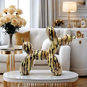 Trendy Tiger Print Balloon Dog Art Decor, Modern Luxurious Living Room Entryway Soft Furnishing, Nordic Style Desktop Decoration Gift