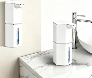 Fully automatic sensor soap dispenser, no contact infrared hand sanitizer machine, rechargeable via Type‑C, long battery life, LED power display, 4 levels of liquid output adjustment, waterproof and leakproof, wall‑mounted/desktop dual use, suitable for h