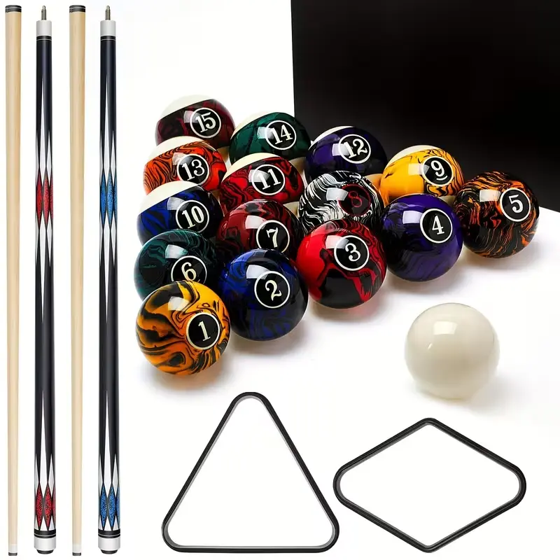 20 Pcs Pool Balls Billiard Set Billiard Table Accessories Set Included 16 Fancy Ball 2 Diamond Pool Cues Stick, 2 Billiard Ball Rack Billiard Balls Pack For Adults Men Home Office Entertainment