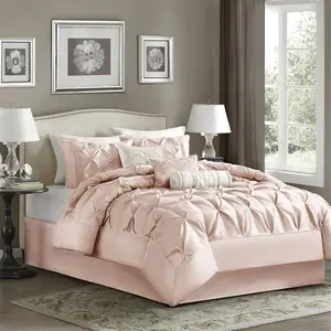 212 MAIN Reptile & Amphibian Decoration 7-Piece Queen Size Comforter Set - Polyester Blend Fabric, Smooth Finish, Tufted Edges, Blush for Queen Size Bed