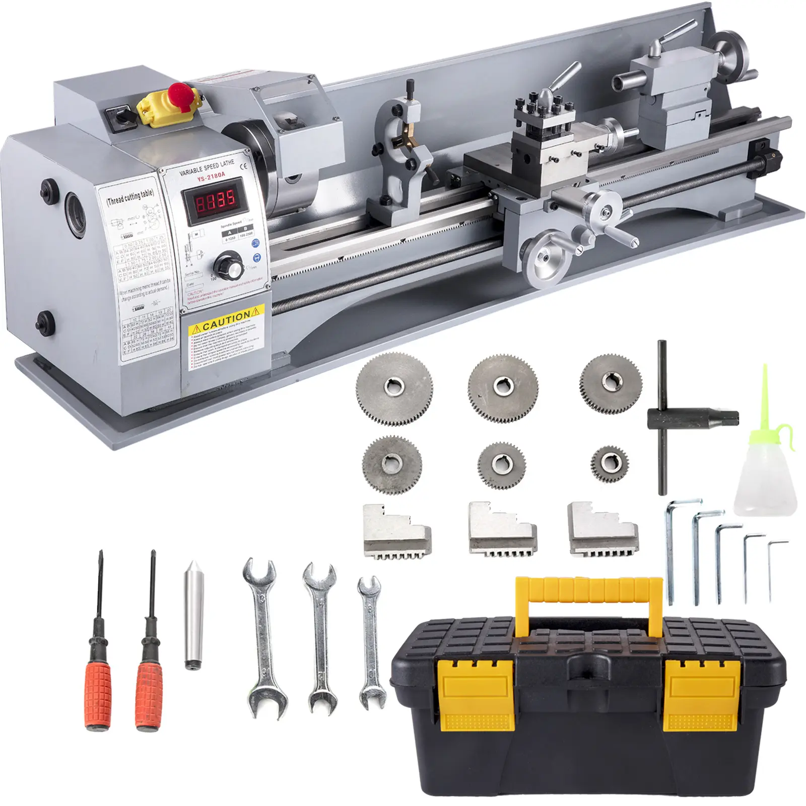 VEVOR Metal Lathe, 8.3 x 31.5 inch Mini Lathe Machine, 2500 RPM Variable Speed Change, 850W Precision Mini Lathe, Metal Working Lathe with Brushless Motor, Milling Machine for Various Metal Turning