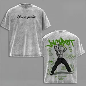 Hakari Kinji Jujutsu Kaisen Vintage Washed Oversized T-Shirt Double Printed Anime Graphic, Heavyweight Cotton JJK Season 3 Culling Game Streetwear Unisex