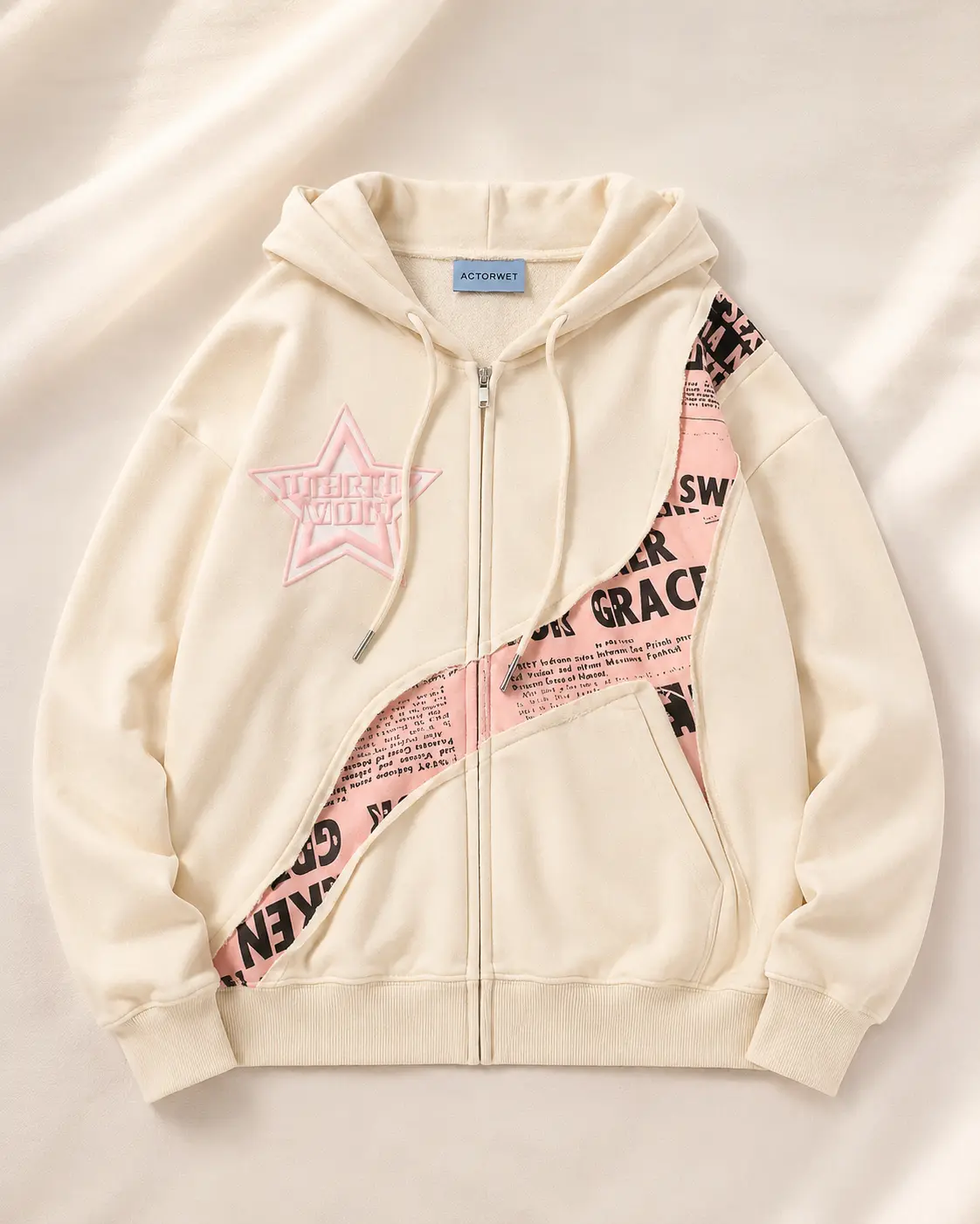 Women’s Y2K Star Graphic Patchwork Hoodie – Oversized Drop-Shoulder Long-Sleeve Sweatshirt, Casual Streetwear Pullover Top