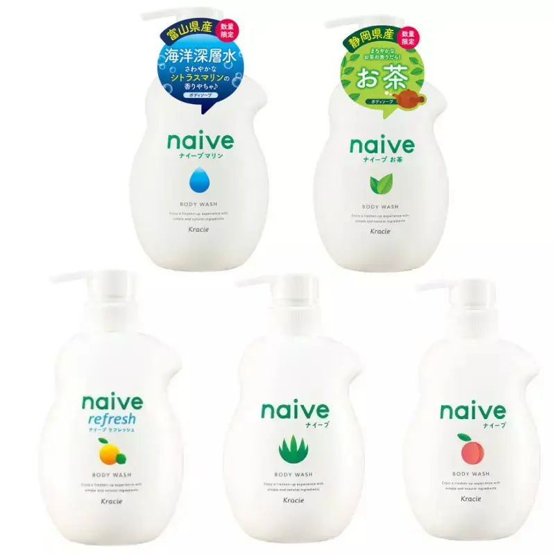 Kracie Naive Body Wash 530ml - Choose Scent-Peach/Aloe/Lemon Cleansing Moisturizing Unisex Daily Nourishing Gentle Comfort