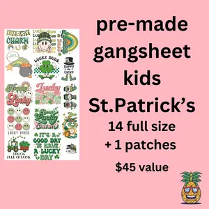 St Patrick's Day Direct to film Gang Sheet - 15 designs at 8" - Ready to press