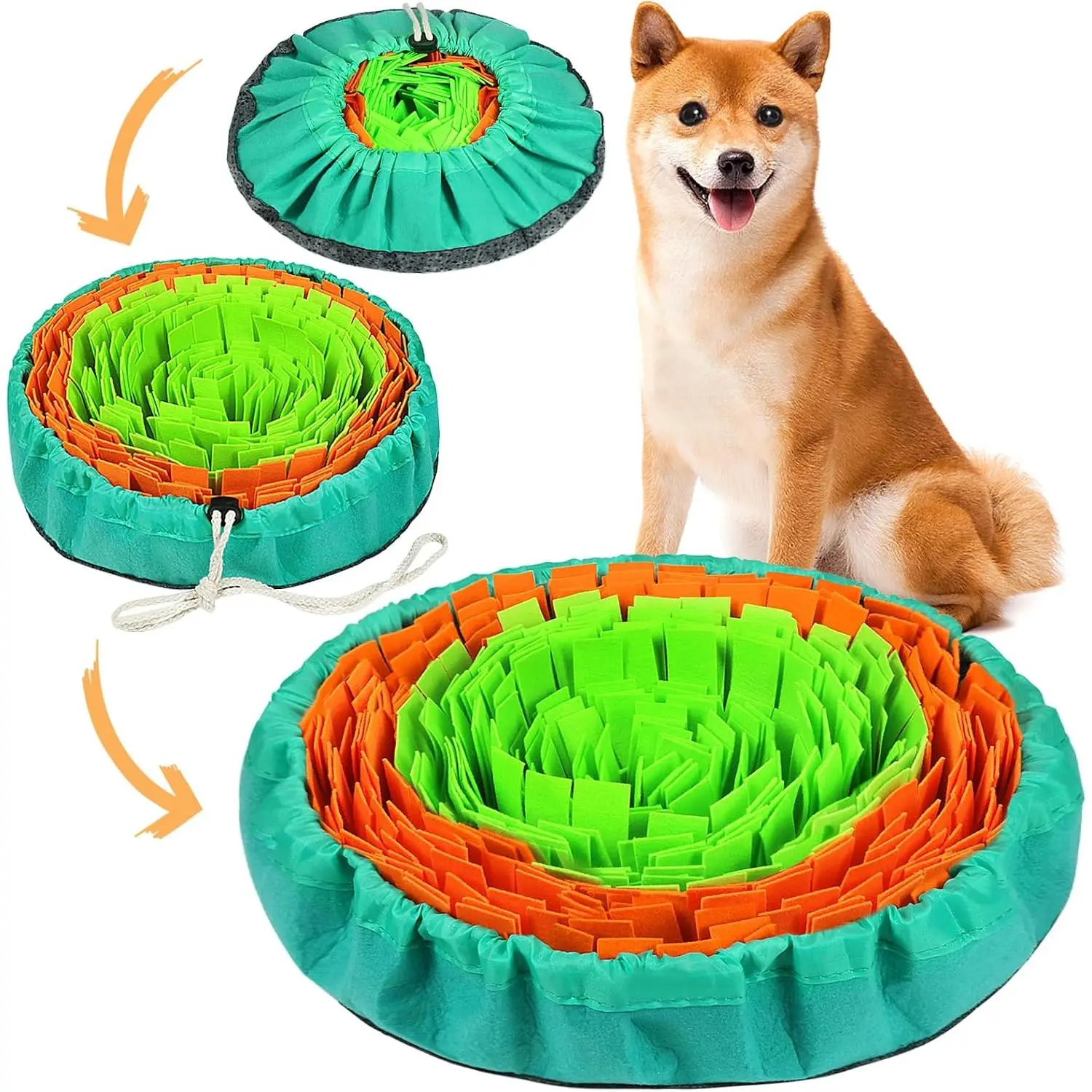 Square Felt Cloth Dog Snuffle Mat - Slow Feeder Puzzle Toy, 17"x17" Soft Pet-Friendly Material, Improves Digestion, Boosts Mental Stimulation & Enrichment, Lightweight, Portable, Easy to Clean, Pet Accessory