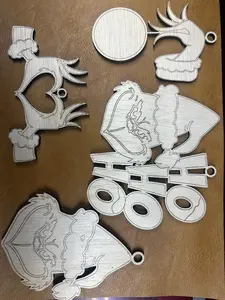 Christmas ornaments Fun craft for the family! Pack of 5 wooden ornaments UNPAINTED! Christmas Decor Hanging Tree Decoration