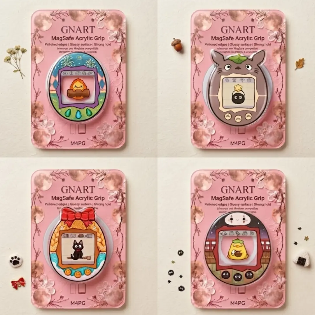 Cute Phone Grip MagSafe Holder, Aesthetic Custom Phone Grip for iPhone, Kawaii Book & Cat Phone Stand Grip Accessories