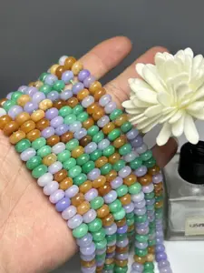 Natural Stone Beads 5x8mm Approx 72pcs, Three-Color Abacus Beads, Hole Design for Stringing, DIY Bracelet Making, Craft Supplies