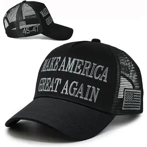 MAGA Hat Trump Hat, 2024 Black Make America Great Again Mesh 45-47 Embroidered Adjustable Baseball Cap