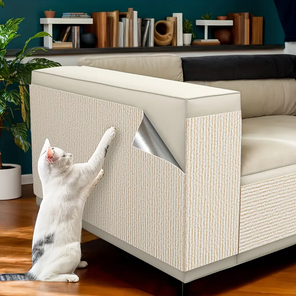 Durable Self-Adhesive Cat Scratching Board, Sofa Protector Pad, Wall and Furniture Guard, and Textured Design, Indoor Home Use, Vertical Scratcher