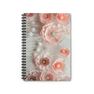 Pink and White Poppy Spiral Notebook - Ruled Line