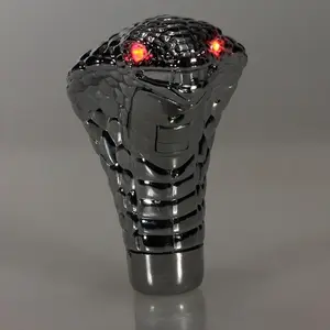 Universal Chrome Red Blue LED Eyes Car Manual Gear Shift Knob Snake Shifter