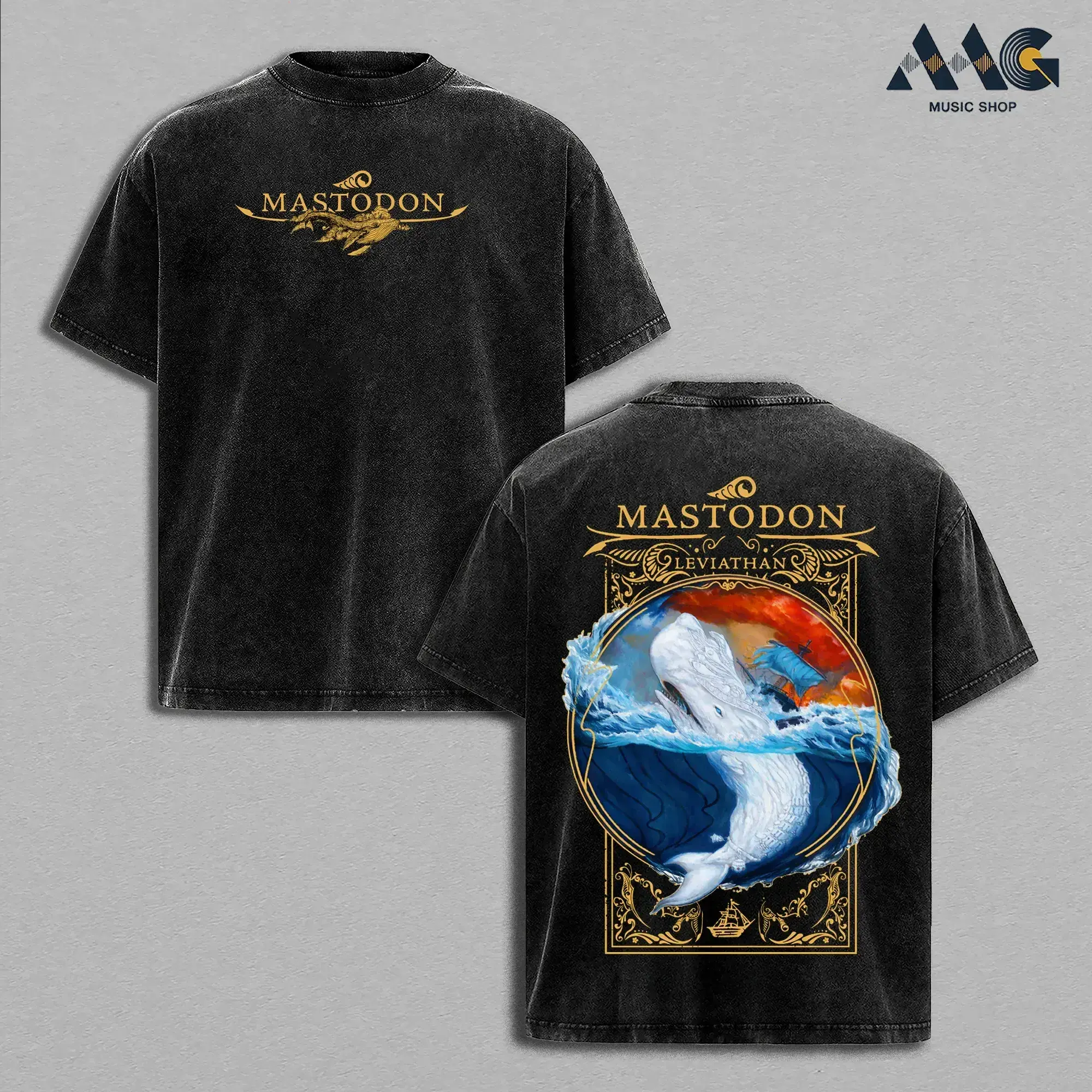 Mastodon Leviathan Album Oversized Graphic Tee Men Vintage Washed Clothes, Heavyweight Cotton Unisex Shirt Good Graphic Tees, Soft Unisex Top for Everyday Wear, Progressive Metal Music Merch, Trendy T-shirt Top Men's and Women's Clothing