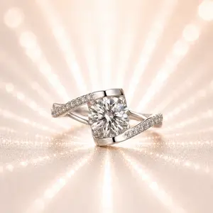LuxeStone 1CT D VVS1 Moissanite Split Shank Ring - Hypoallergenic Stainless Steel Band
