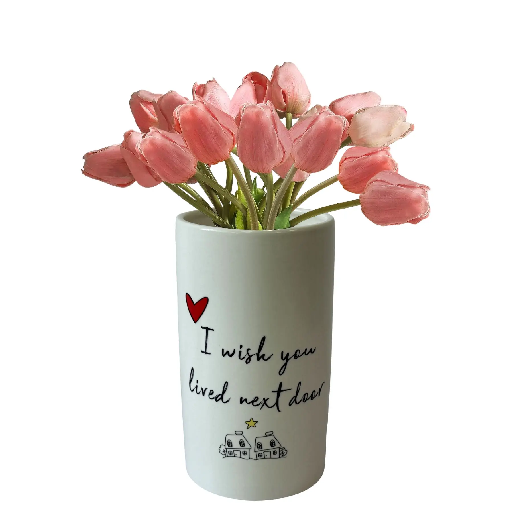 Ceramic Vase, Flower Ceramic Vase, Minimalist Ceramic Vase, Home decor vases for Your Kitchen/Office/Living Room/Bookshelf/Mantel/Round Vase/Lovers decor/ Couple decor/Romantic vase/Wedding Anniversary Couples Gift/Heart Decoration Gift/Valentine's