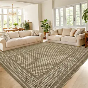 Modern Geometric Printed Soft Washable Area Rug with Low Pile Non-Shedding Design for Kitchens Hallways Living Rooms