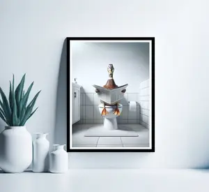 Mottled Duck Wall Art, Funny Bathroom Print, Toilet Poster,Duck in Toilet, Bathroom Art