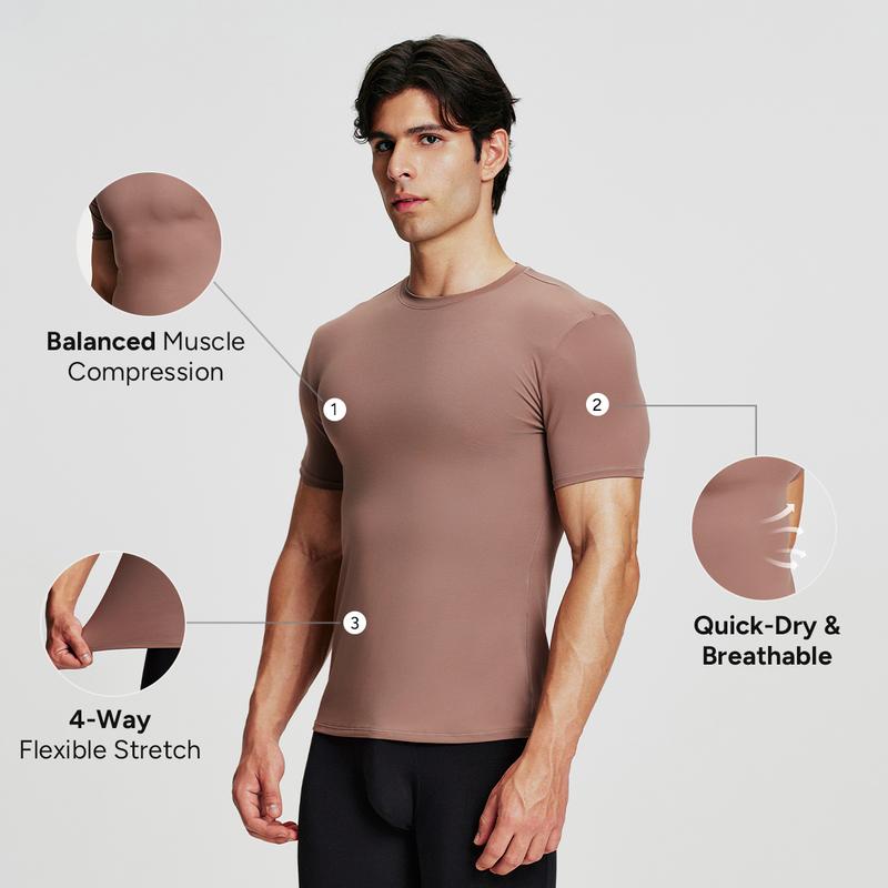 Nebility Men’s Compression Shapewear T-Shirt, Quick Dry Stretch Odor-Resistant Muscle Fit Workout Tee, Ultra-Light Breathable Training Top for Gym & Daily Wear