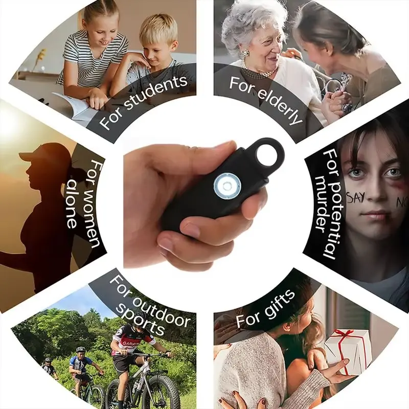 Portable 130dB Emergency SOS Alarm Keychain Dual Strobe Light Personal Safety Self Defense Tool For Outdoor Daily
