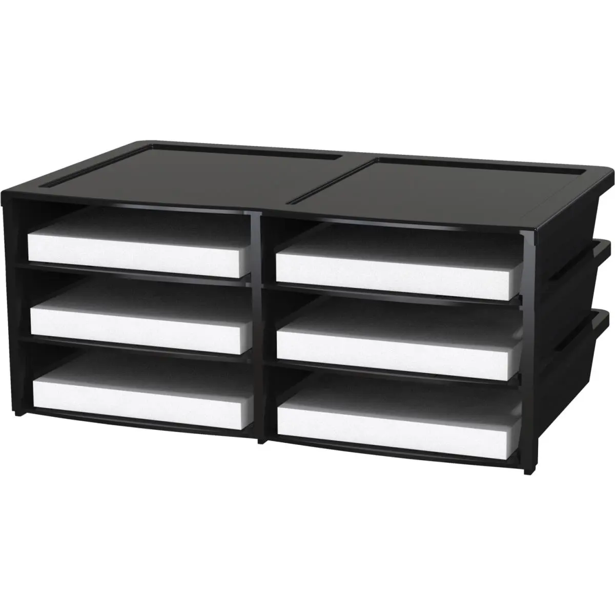 Storex Industries 6-Slot Quick Stack Multi-Slot Organizer File Racks - Black Durable Plastic Office Supply Organizer, No-Tools Assembly, Desk Accessories, Snaps Together, 33x8x15.5in