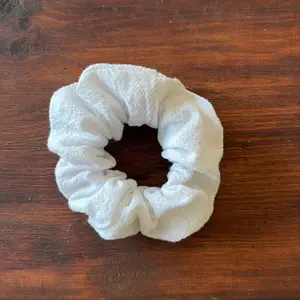 Handcrafted Linen Scrunchie White Hair Tie for Gentle Hair Care