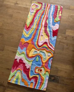 Bellows Organic Cotton Handmade Colorful Tufted Abstract Runner Rug