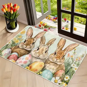 Easter Dwarf Egg Floral Print Door Mat, Soft Entryway Rug, Decorative Area Rug, Perfect for Kitchen Bathroom Room Decor, Easter Gift