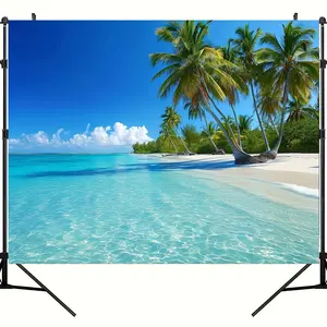 1pc Tropical Ocean Beach Tapestry - Hawaiian Coconut Tree Paradise Wall Hanging, Polyester, Lightweight & Versatile for Bedroom, Living Room, Dorm Decor - Perfect Spring & Summer Holiday Indoor Decoration, Beach Theme Decor