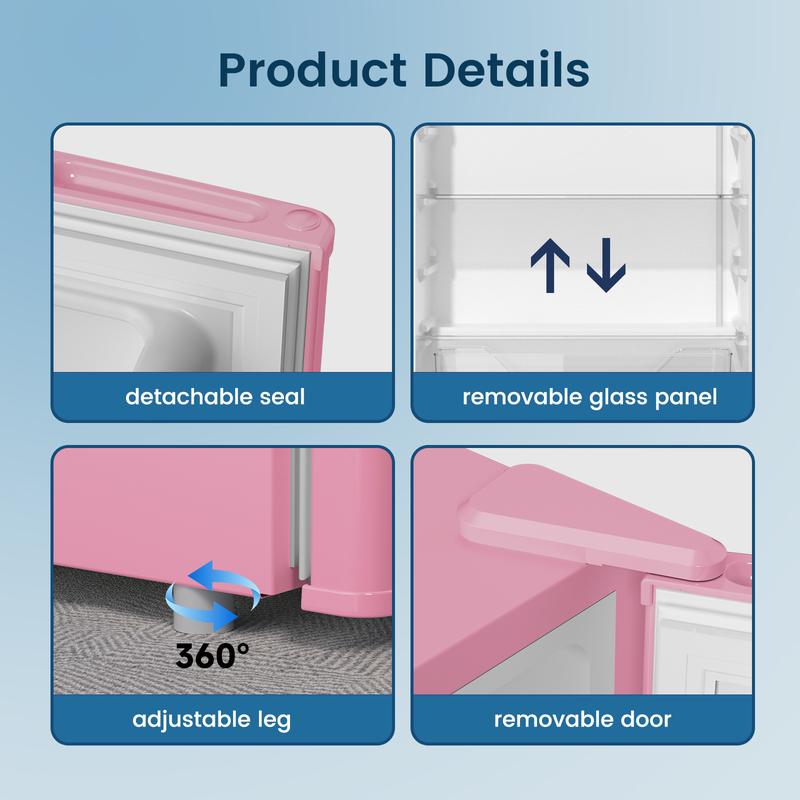 BANGSON 3.2 Cu.Ft Mini Fridge with Freezer Compact Energy-efficient Refrigerator Single Door Quiet Adjustable Temperature Small Drink Garage Room Portable Gift Idea, Christmas Gift Pink